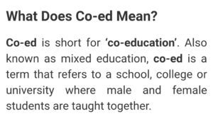 What does Co-ed mean?